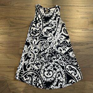 LOFT Petite Black and White Knit Swing Dress - Size XXSP